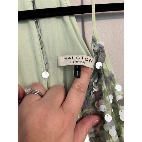 Halston Heritage sequin chiffon dress 8 - Picture 4 of 5